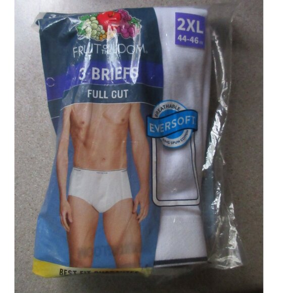 Fruit of the Loom 3 Briefs Full Cut Breathable Eversoft Ring Spun Cotton 2XL - Picture 1 of 1